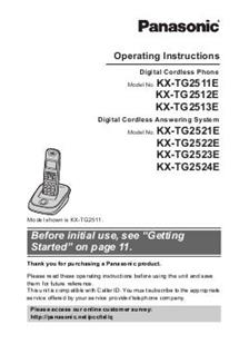 Panasonic KX TG2511 manual. Camera Instructions.